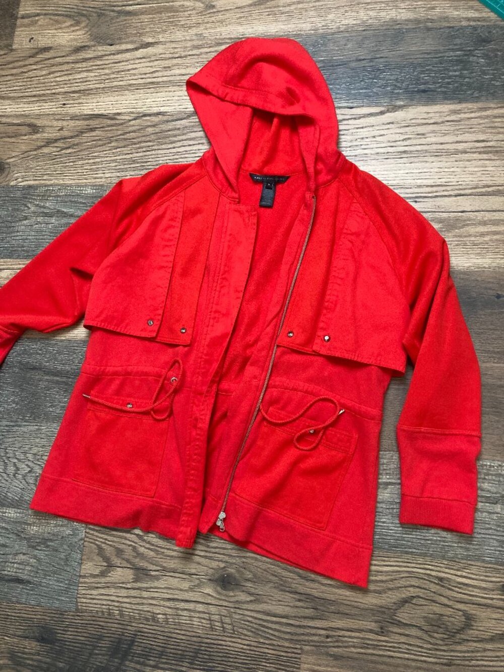 MARC BY MARC JACOBS Women's Red Studded Roche Modern Anorak Hood Jacket Sz L